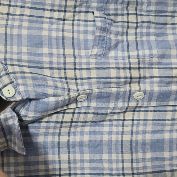 L.L.Bean Mens Flannel Shirt Blue/White Plaid Gray Fleece Lining Pocket M EUC - Picture 4 of 12